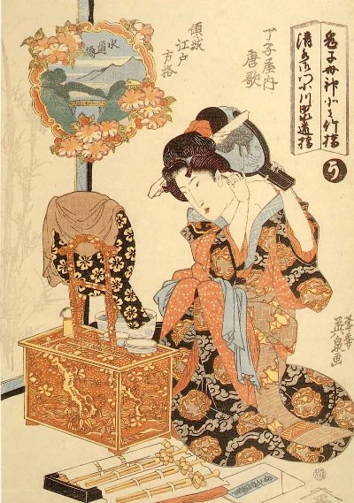 浮世絵、当世會席尽司馬神明車屋英泉画